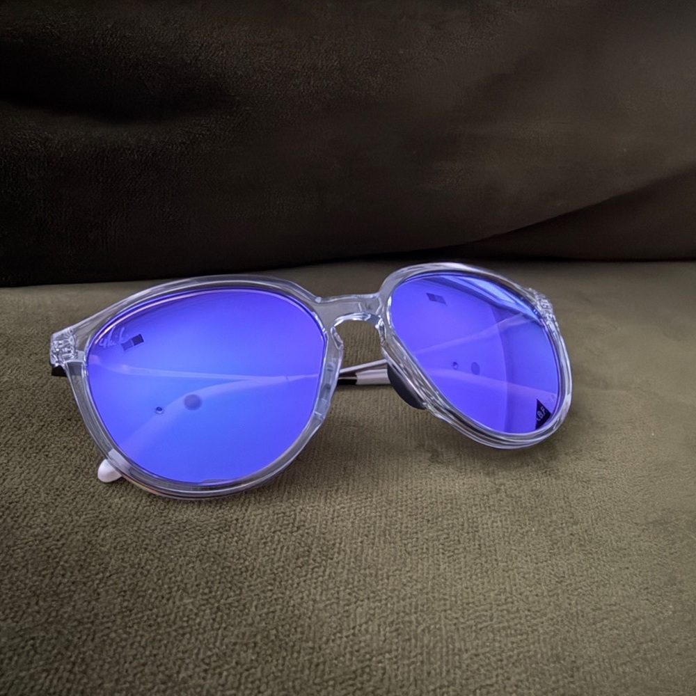 Oakley Sielo Clear Frame Sunglasses with Purple Lenses